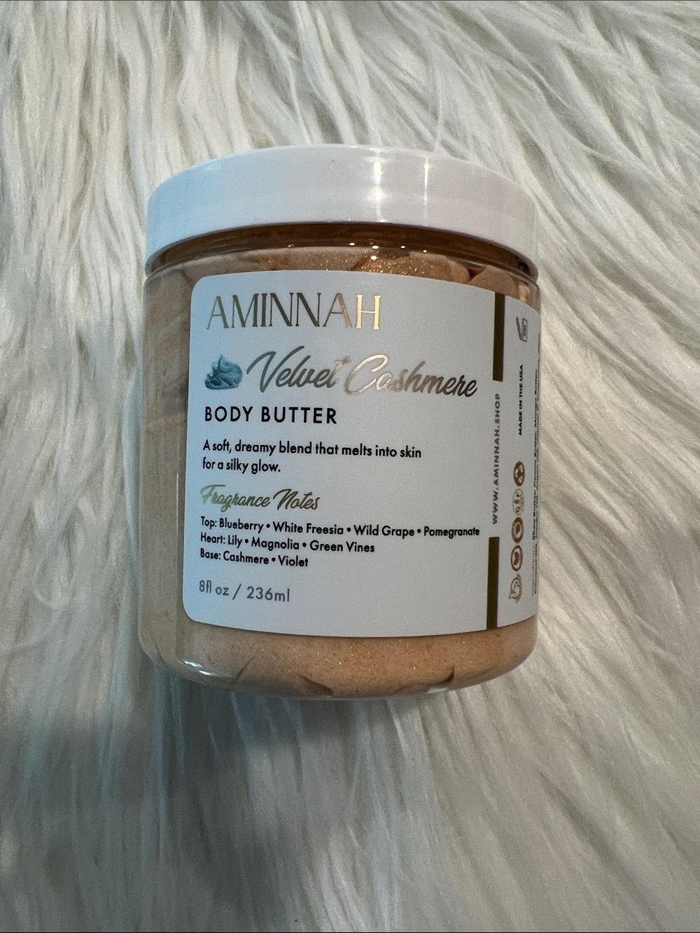 NWT Aminnah Velvet Cashmere Body Butter retails $38.00 USD